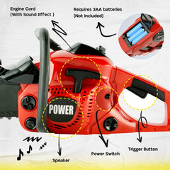 Toy Choi's toy chainsaw safely rotates the chain with a built-in spring