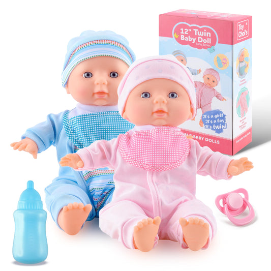 Toy Choi's twin baby dolls, 12-inch size, perfect for cuddling and easy handling.