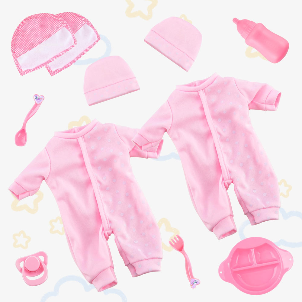 Toy Choi's Twin Baby Dolls 12-inch hats and accessories spark nurturing role-play.