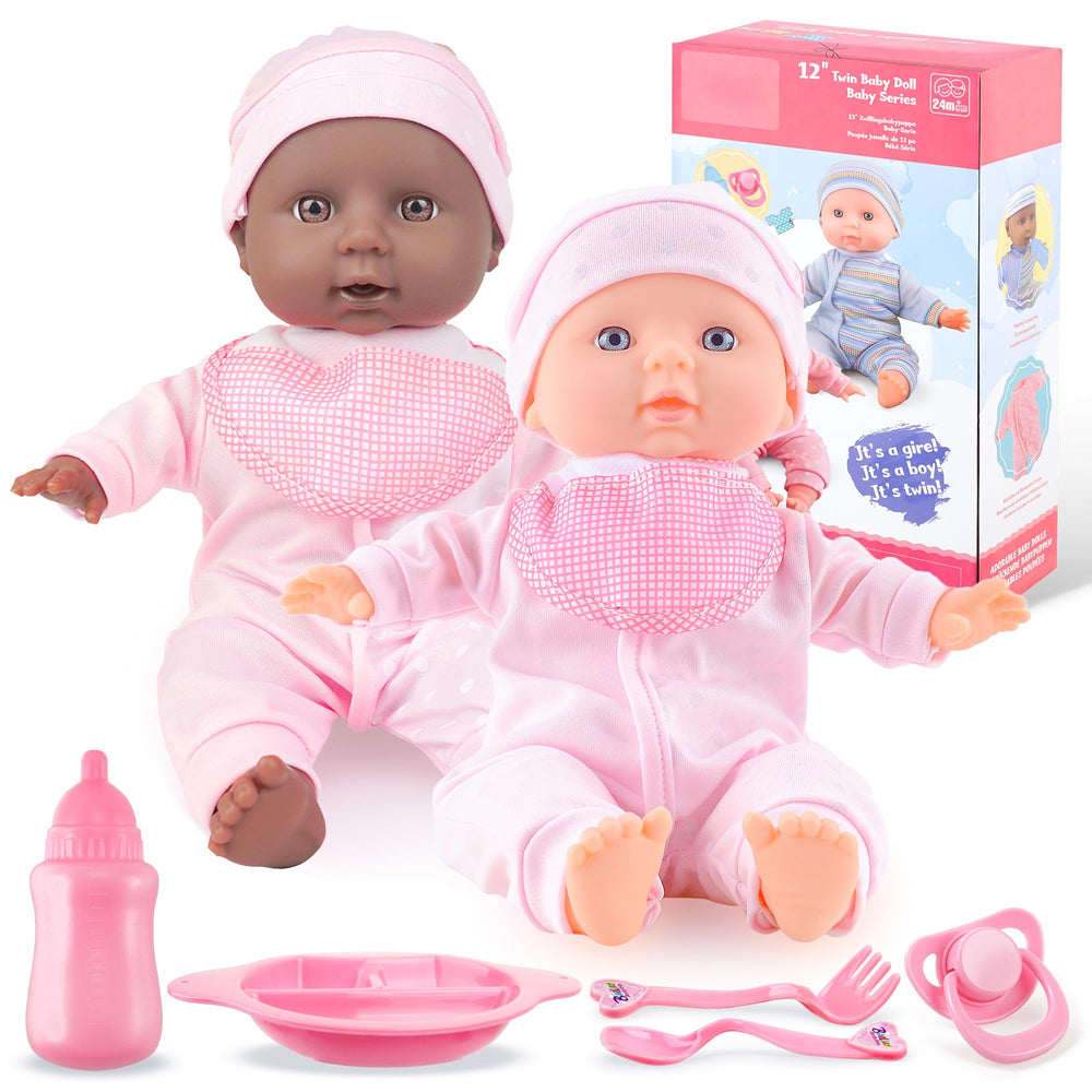 Toy Choi's Twin Baby Dolls 12-inch outfits set boosts imaginative dress-up play.