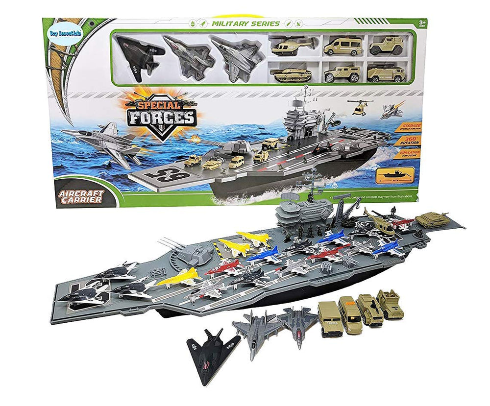 Toy Essentials 33-inch aircraft carrier deck with launch ramp for immersive play.