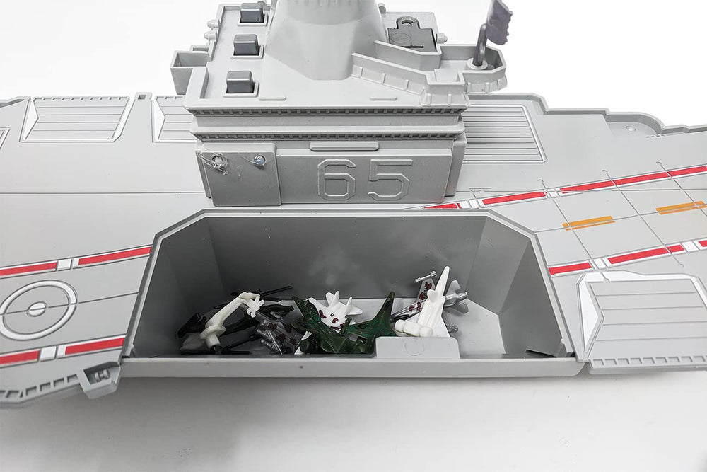 Toy Essentials storage compartment image demonstrates neat jet and ship storage.