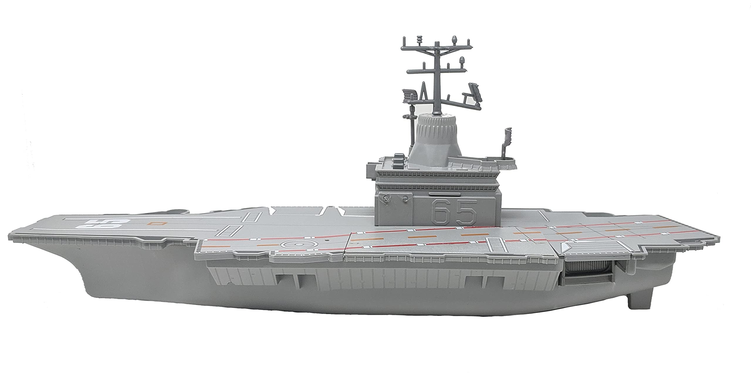 Toy Essentials submarine closeup reveals black top and red bottom color.