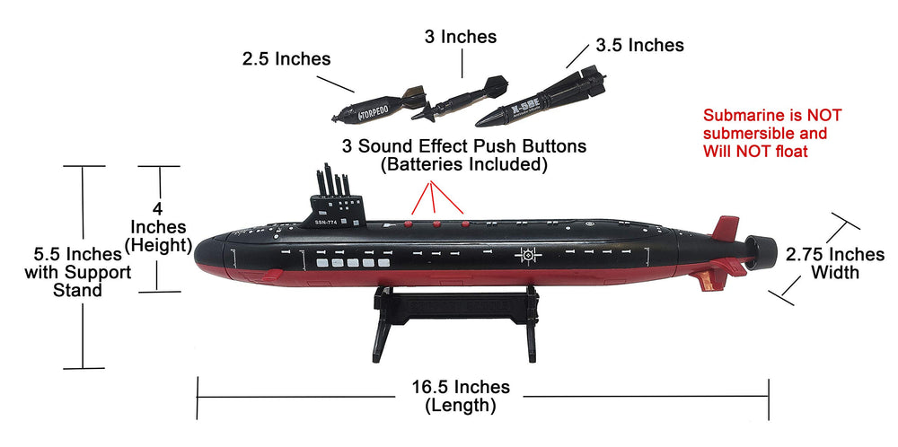 Toy Essentials submarine with sound buttons enhances interactive pretend play.