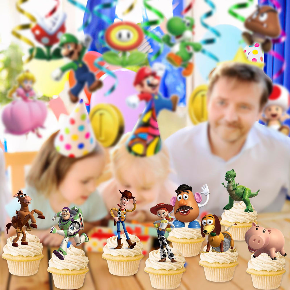 Toy Inspired Story Cupcake Toppers ideal for toy-themed birthday party decor.