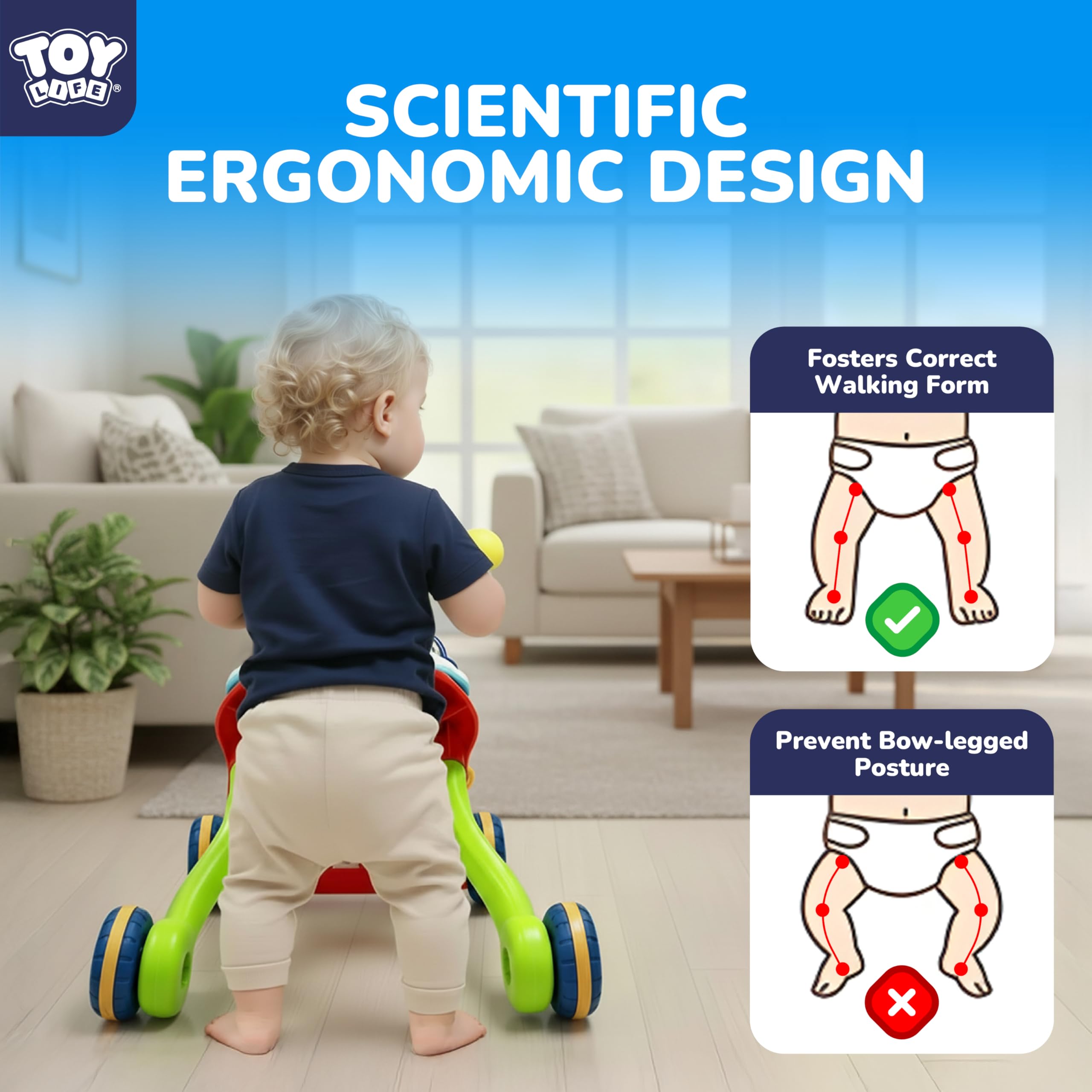 TOY Life adjustable handle emphasized for growing infants and comfortable pushing.