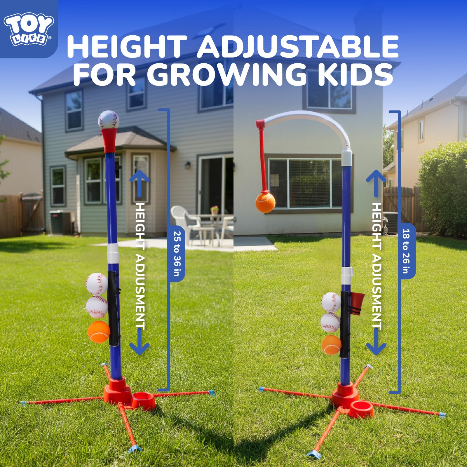 TOY Life 3-in-1 T-Ball Set bat included for easy setup and play.