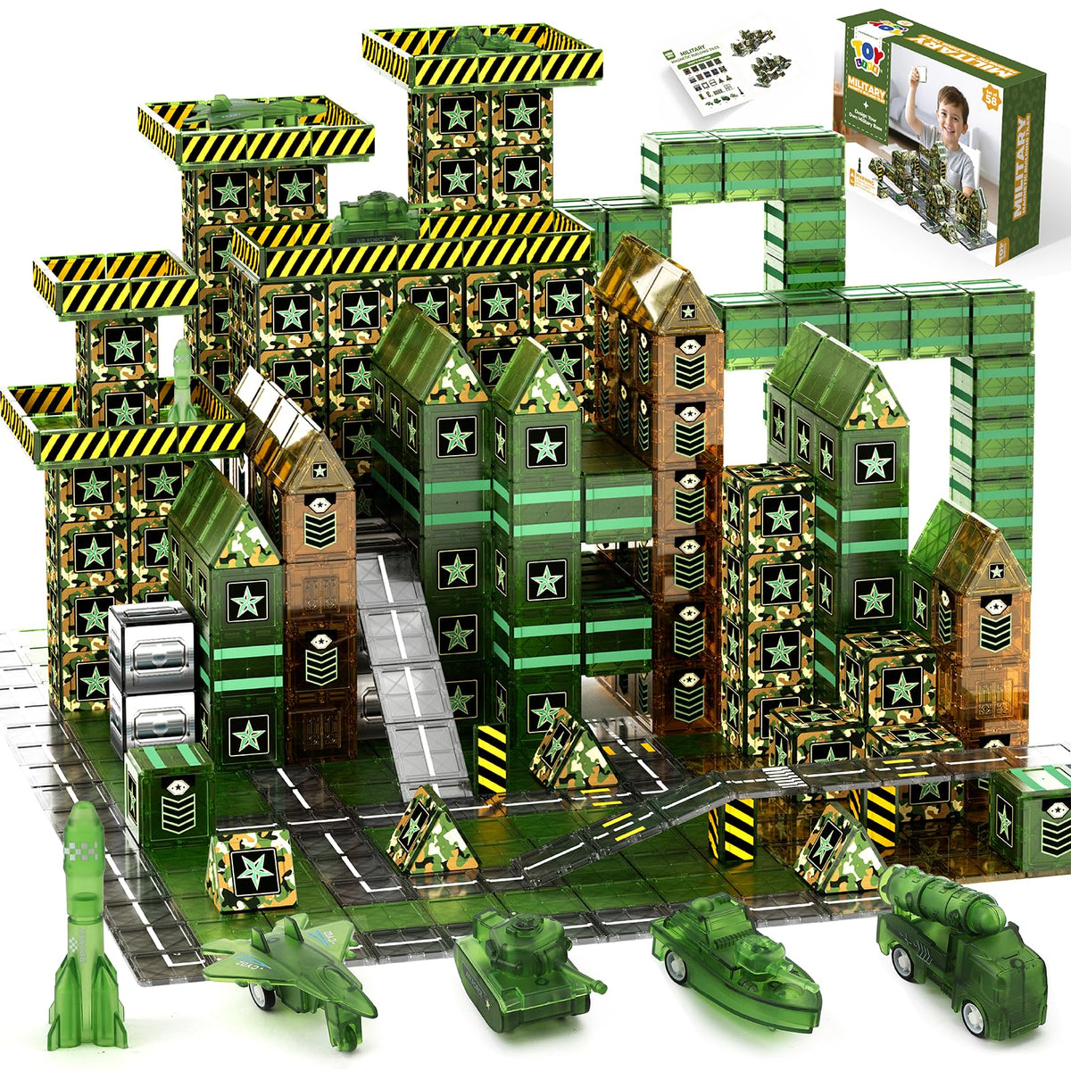 TOY Life 58PCS camouflage tiles spark imaginative army missions and collaborative play