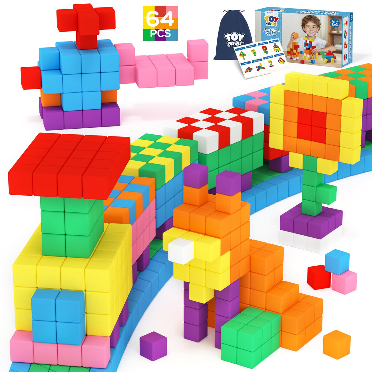 TOY Life 64pcs magnetic blocks set for creative 3D building and motor skill growth