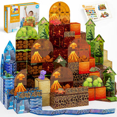 TOY Life 79pcs magnetic tiles dinosaur set for imaginative building and storytelling