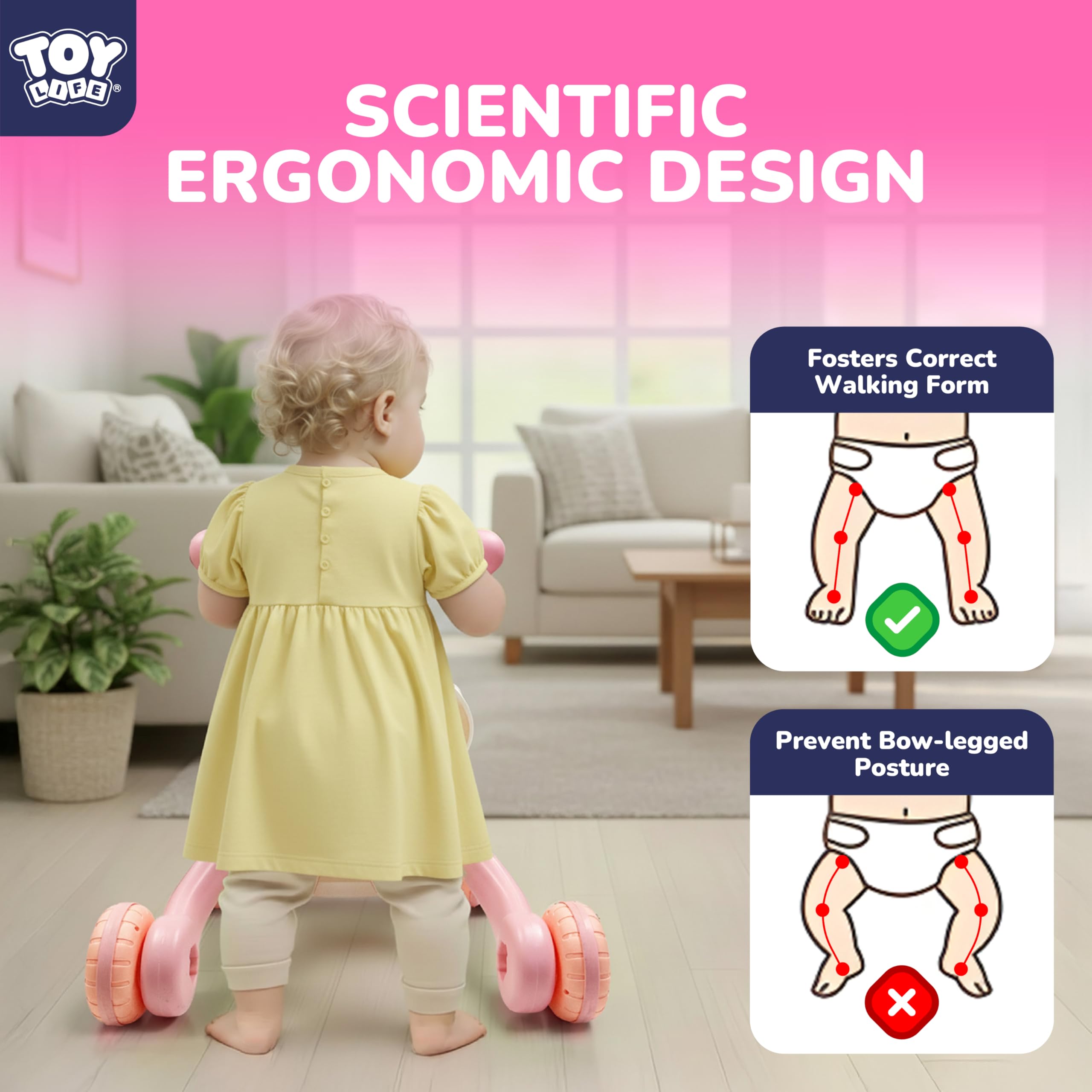 Adjustable handle height grows with your child for comfortable pushing.