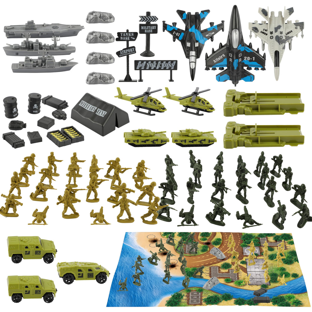 TOY Life army men playset desert soldiers and tanks for epic battles.