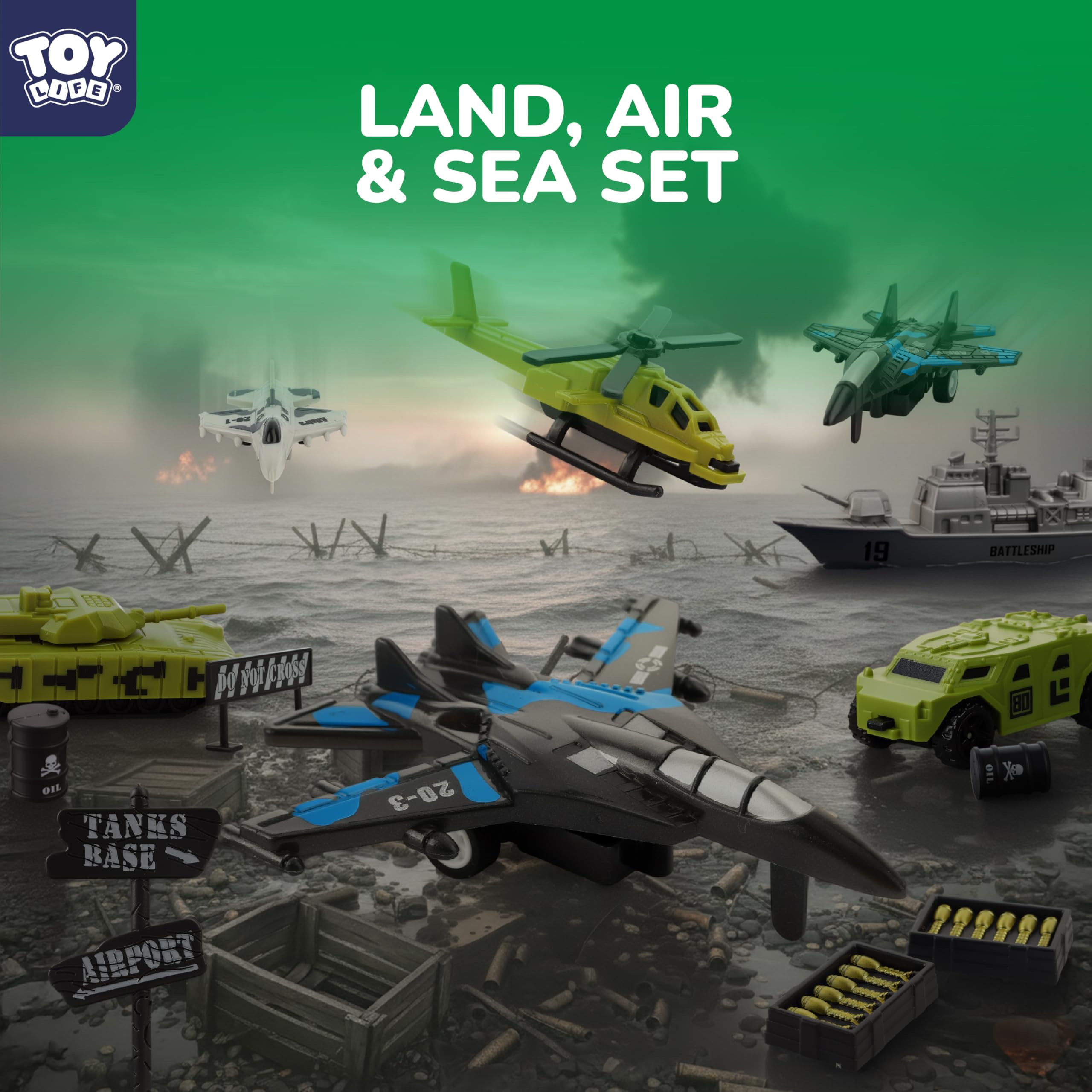 TOY Life army men playset pull-back planes for quick, dynamic flights.