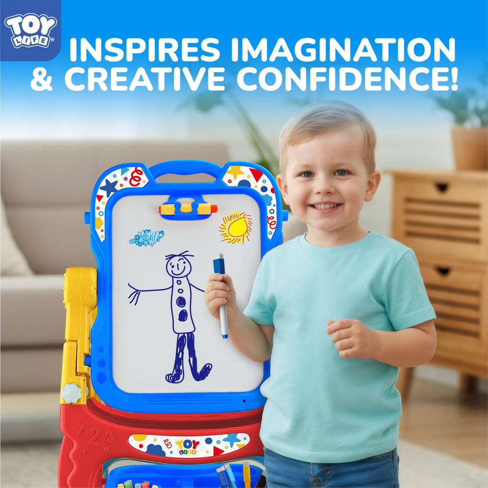 TOY Life Art Easel includes chalk, markers, magnets, and eraser