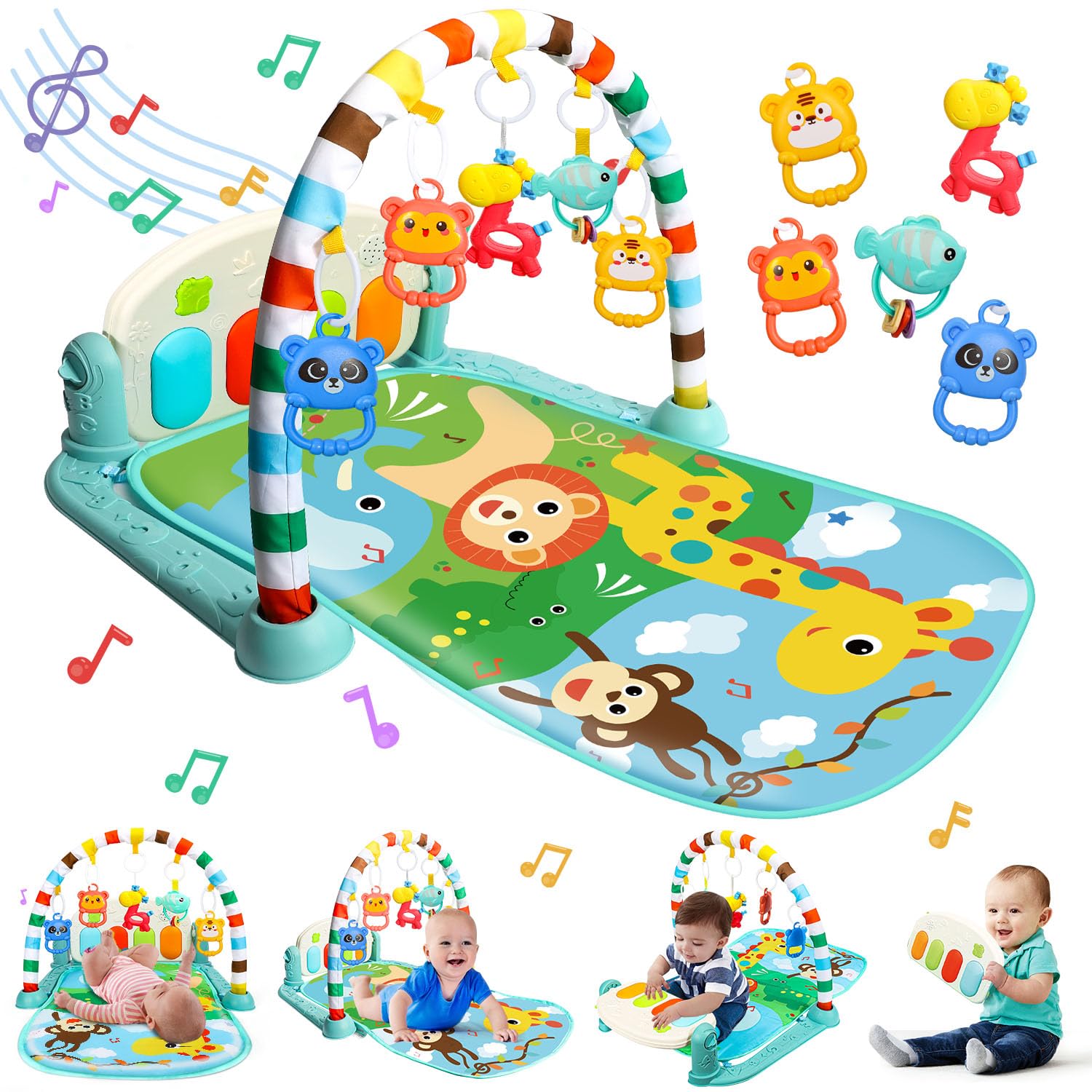 TOY Life baby play mat with musical piano for early auditory exploration