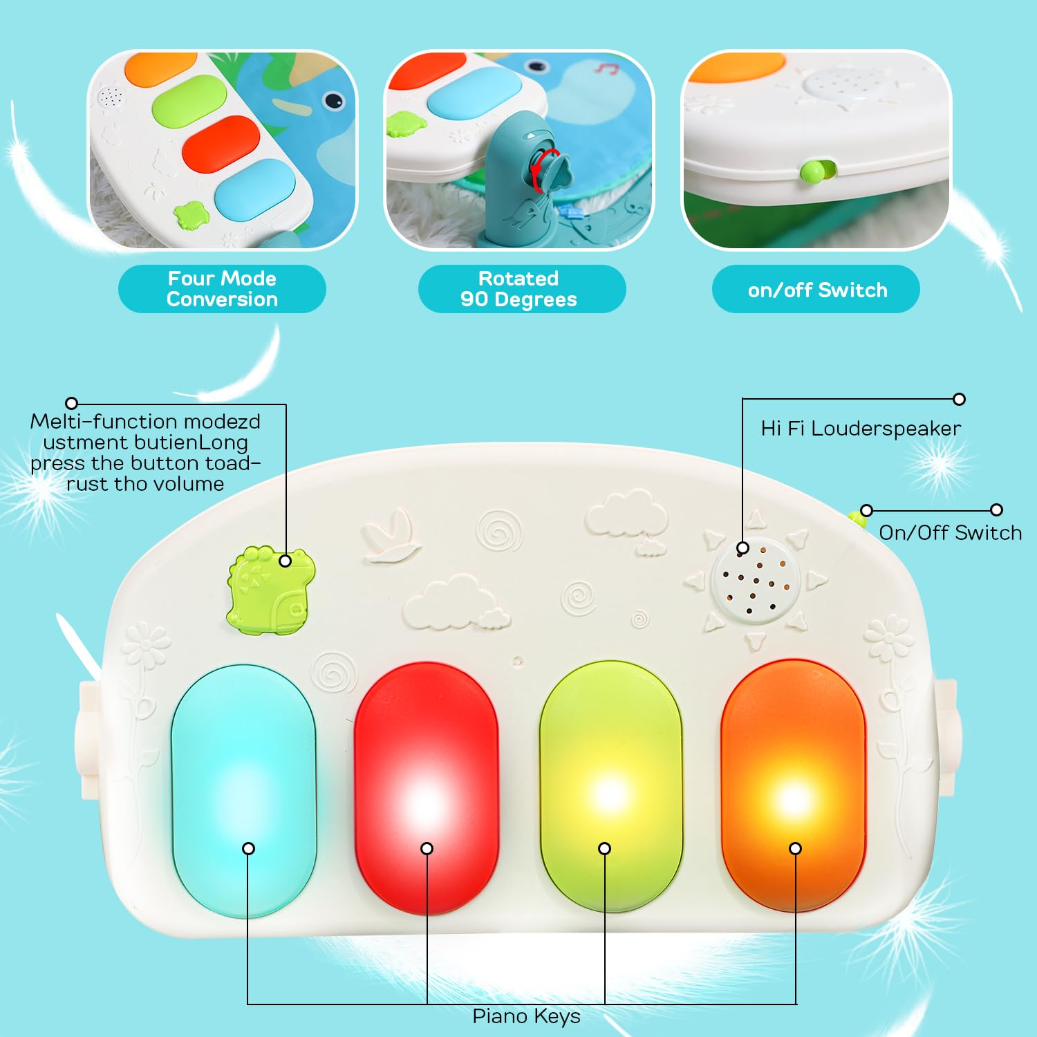 TOY Life mat with rattle toys enhances tactile play and grip