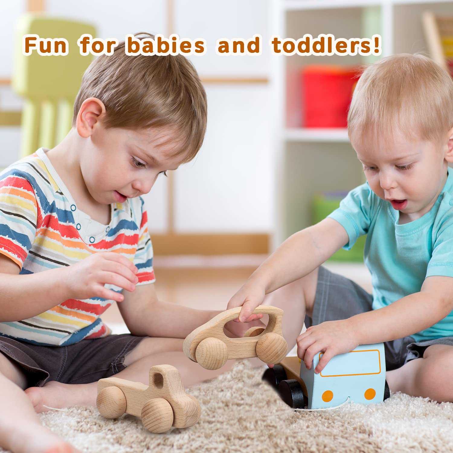 TOY Life wooden cars add friendly nursery decor.