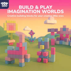 TOY Life bright colors magnetic blocks promote planning during play.