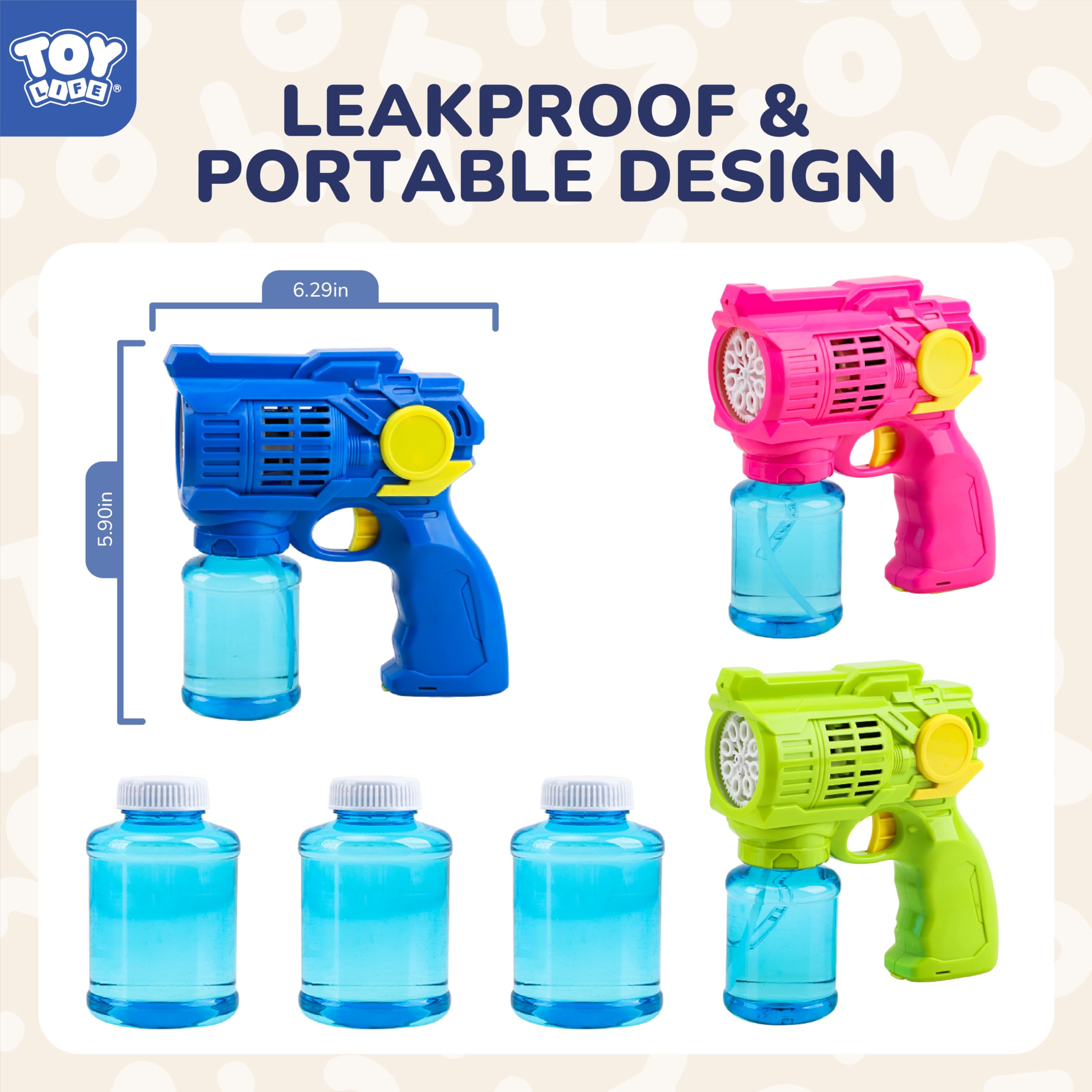 TOY Life bubble guns party backdrop, playful scene for photo shoots.