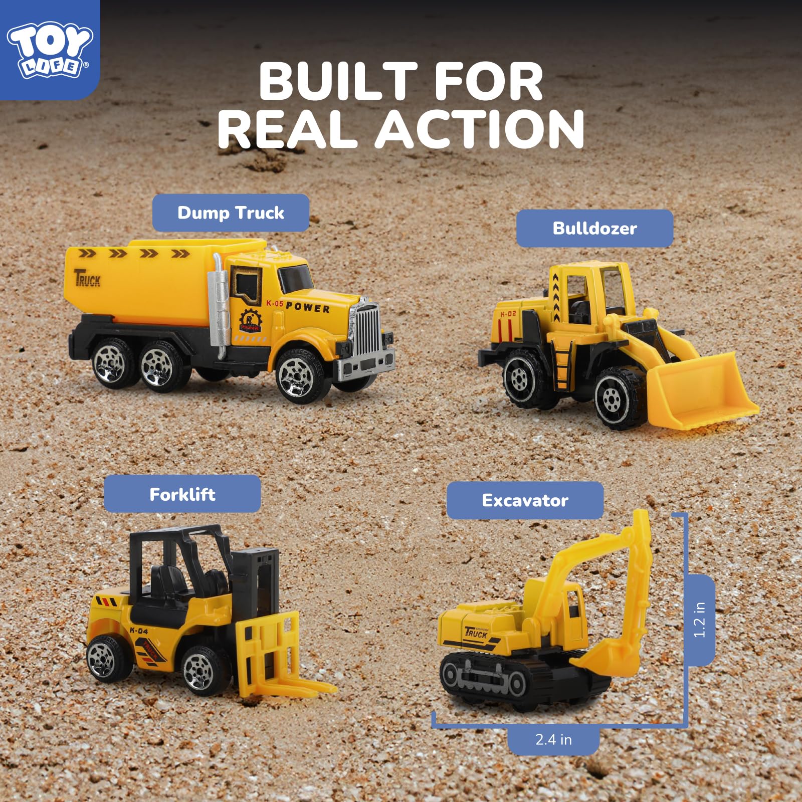 TOY Life bulldozer cake topper for party decor and play.