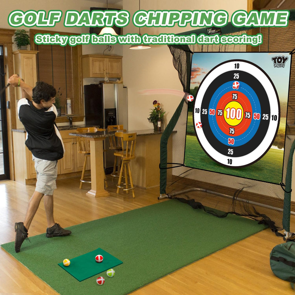 TOY Life chipping golf mat features an oversized target and vibrant graphics for arena-style fun.