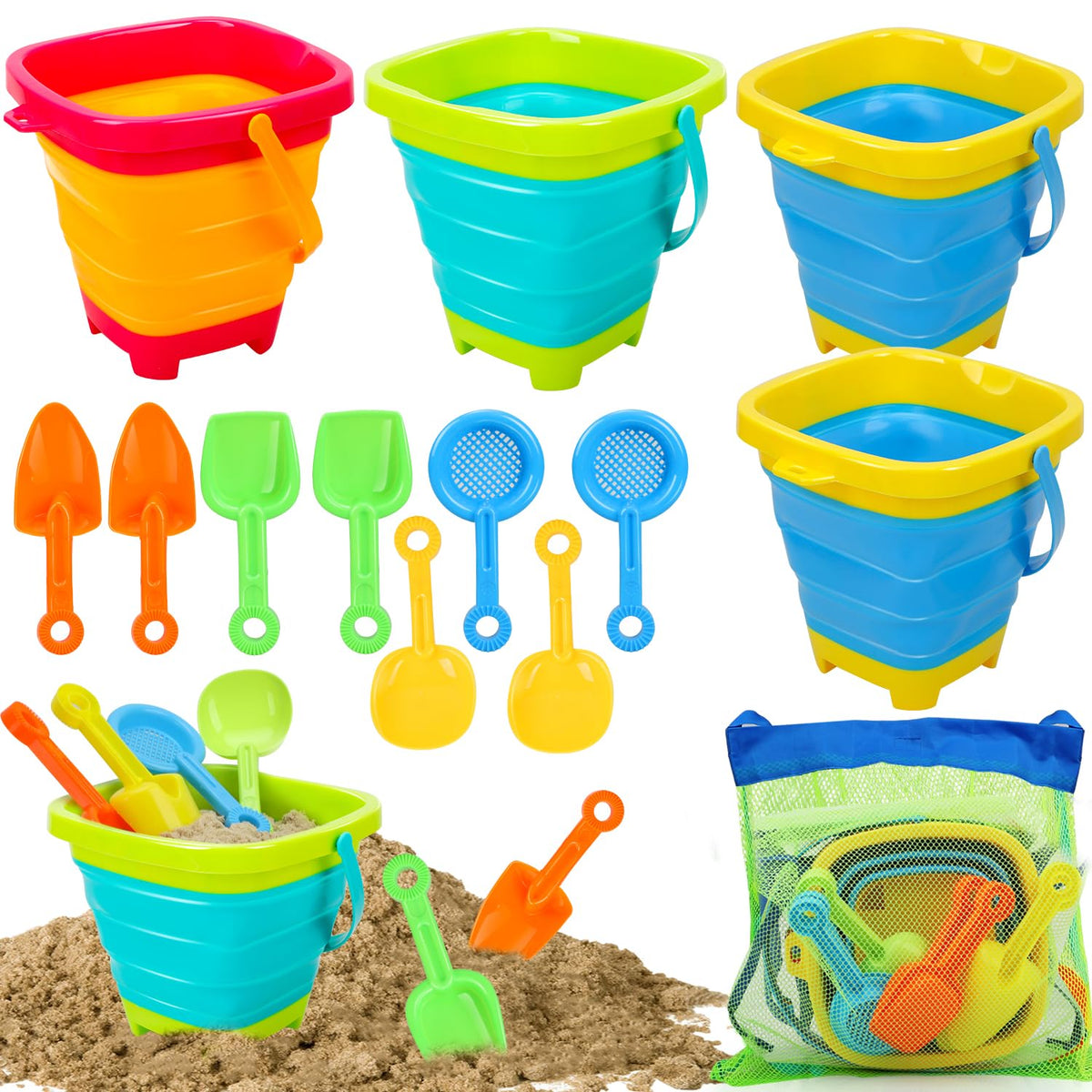 TOY Life collapsible beach buckets for quick setup on sunny days.