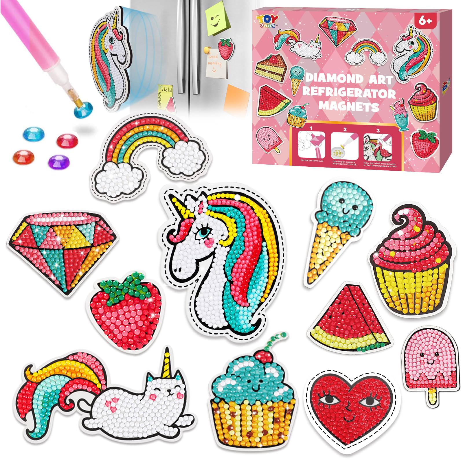 TOY Life Diamond Art Magnets apple design for kids craft on fridge