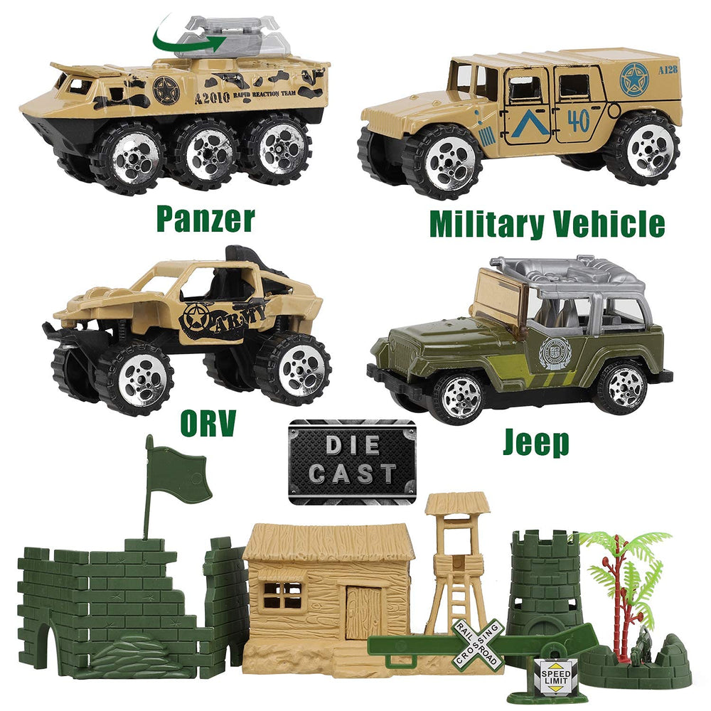 TOY Life four diecast vehicles add motion and action to battles.