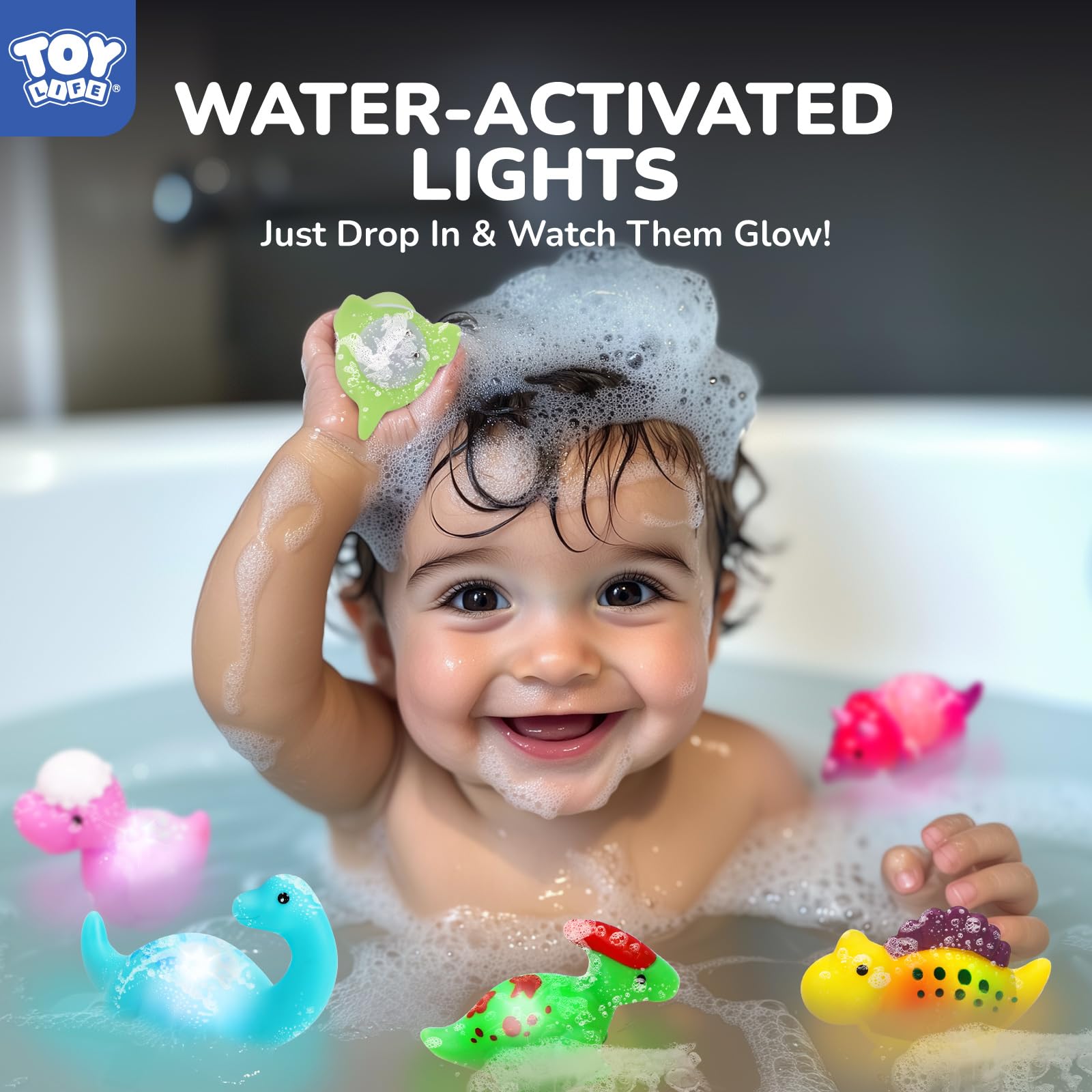 TOY Life Triceratops glow bath toy brightens tub playtime