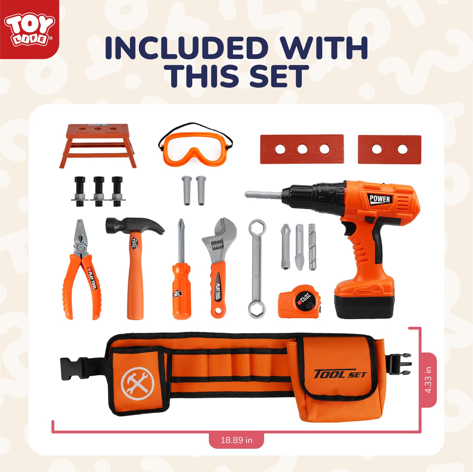 TOY Life electric toy drill, battery-powered for realistic construction play