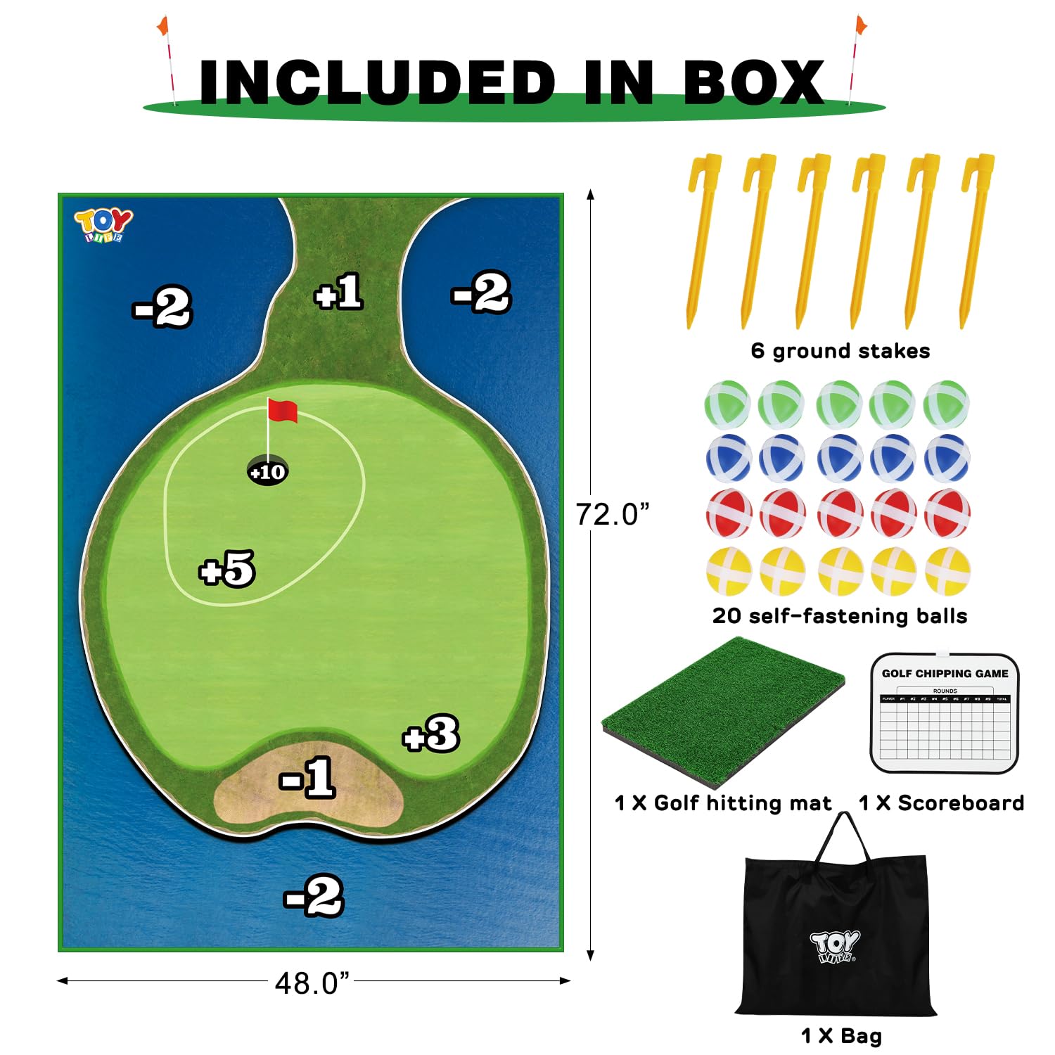 TOY Life Golf Chipping Mat color-coded balls improve team play and quick setup.