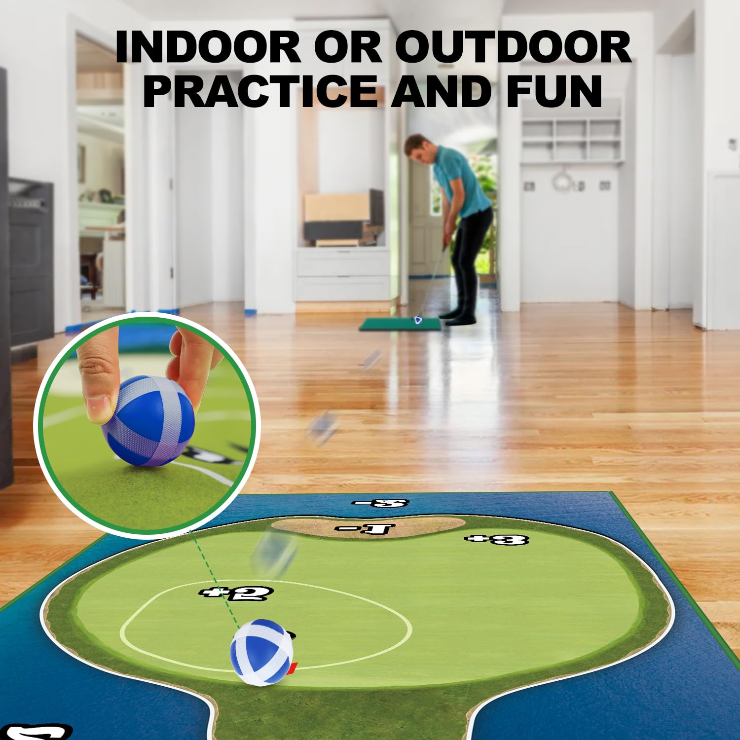 TOY Life Golf Chipping Mat sticky balls demonstrate easy scoring and quick setup.