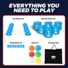 TOY Life Golf Game Set portable setup ideal for picnics and beaches.