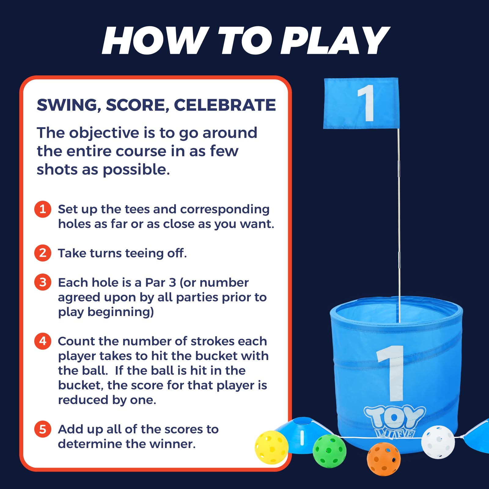 TOY Life Golf Game Set easy setup in minutes for instant play.