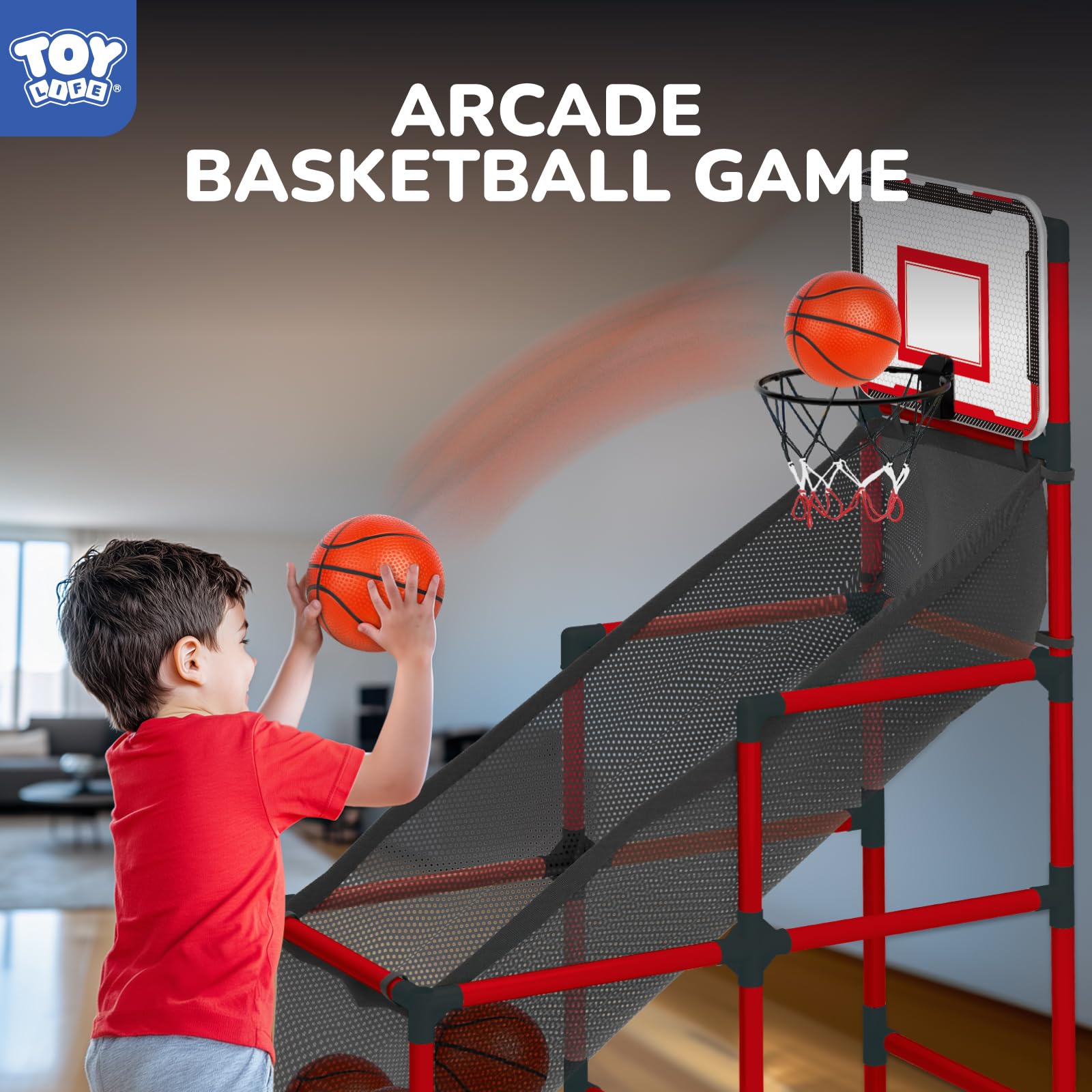 TOY Life arcade basketball hoop with adjustable height for growing players