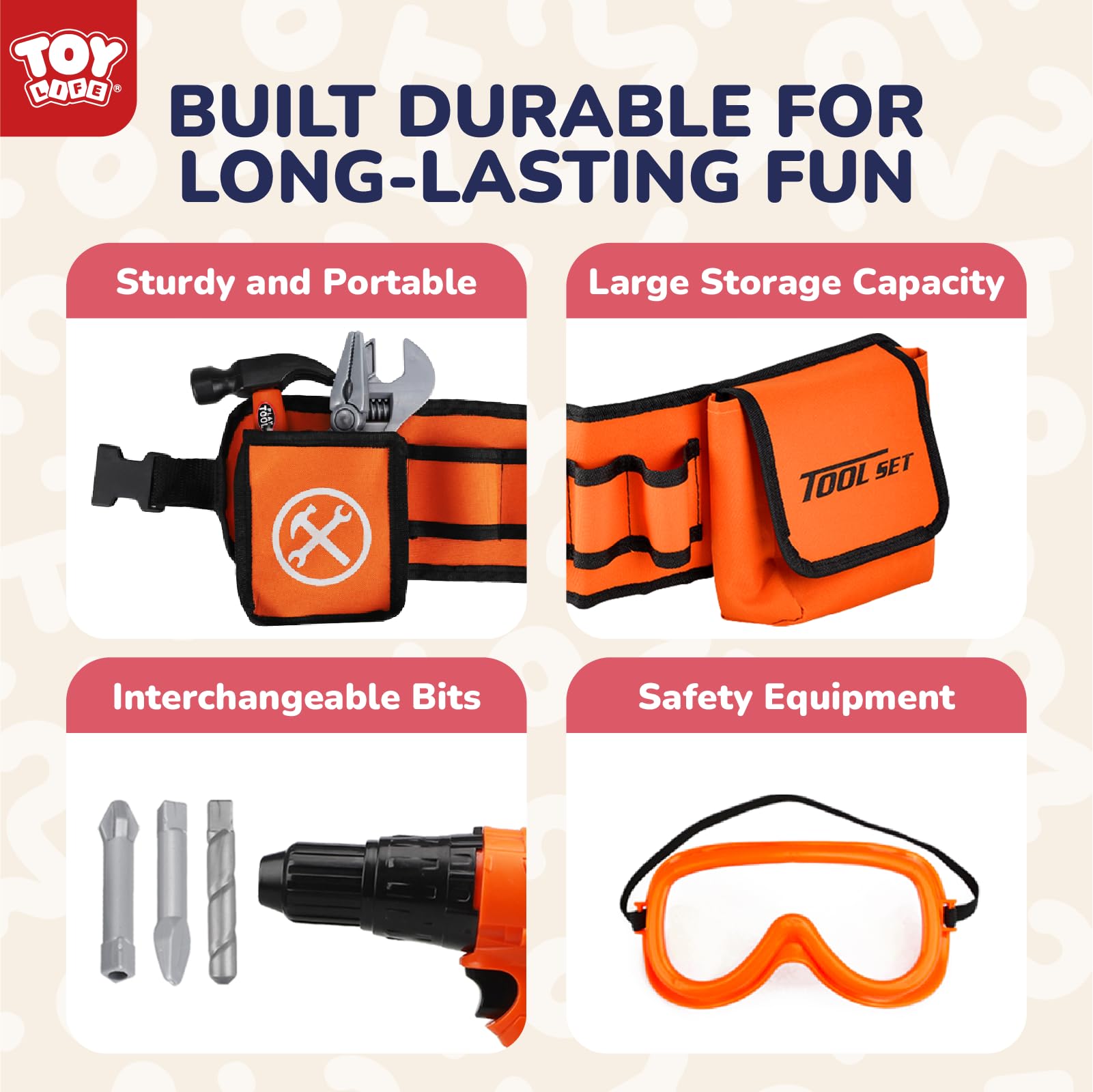 TOY Life pliers, hammer, and screwdrivers included for imaginative builds