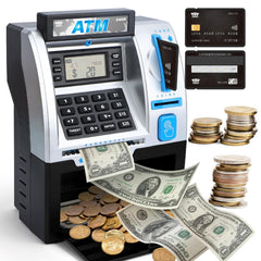 TOY Life Kids Bank ATM front view showing LCD balance display for interactive saving.