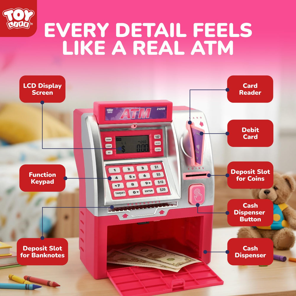 TOY Life Kids Bank ATM durable-design ensures long-lasting learning through play.