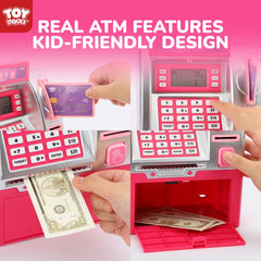 TOY Life Kids Bank ATM pin-pad demonstrates secure access for responsible saving habits.