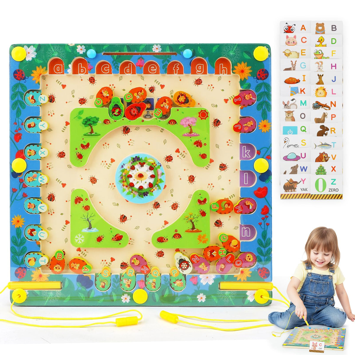 TOY Life Magnetic Color & Number Maze cover shows a durable wooden frame for travel-friendly play.