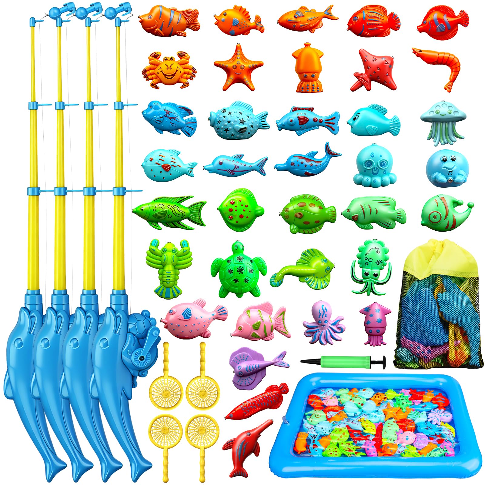 TOY Life magnetic fishing game with inflatable pool for bath and pool play, boosting hand-eye coordination.