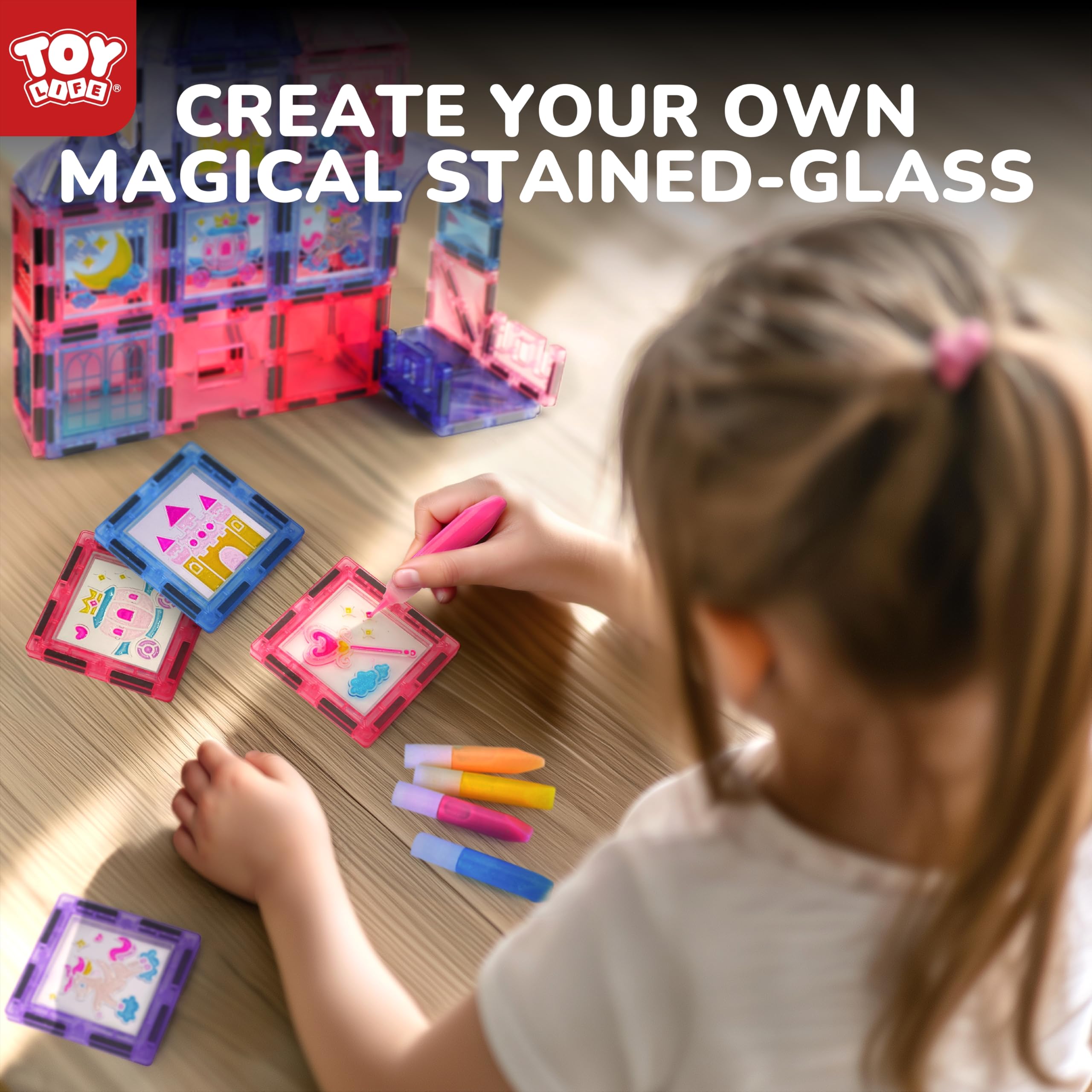 TOY Life colorful prismatic tiles sparkle in light for vibrant castle walls.