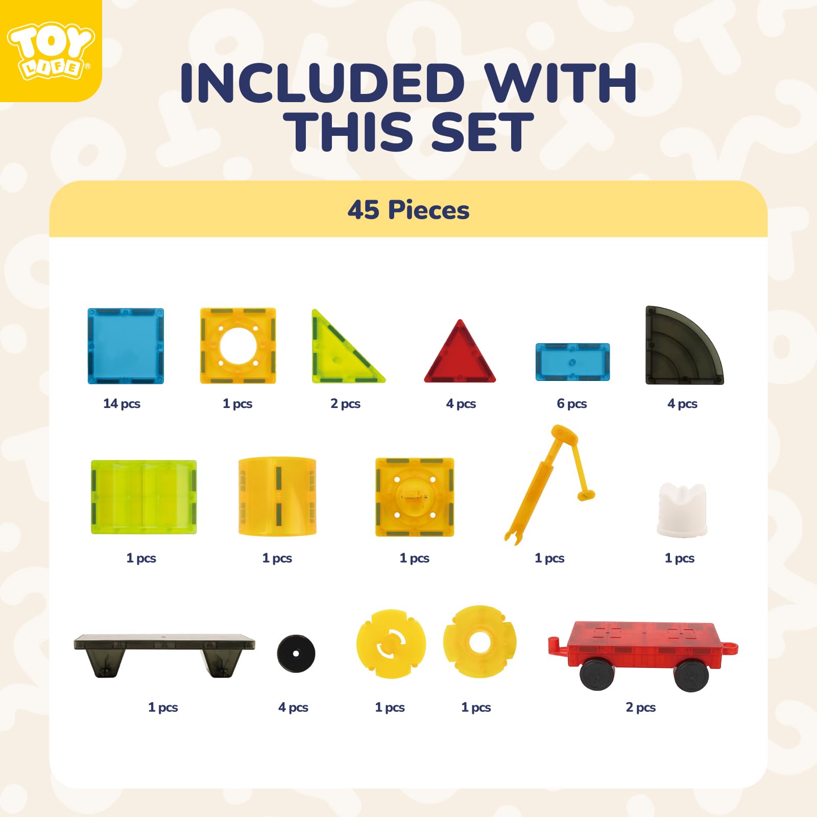 TOY Life Magnetic Tiles – Durable construction for repetitive stacking and imaginative layouts.