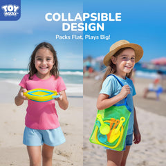 TOY Life mesh bag keeps sand toys organized and easy to carry.