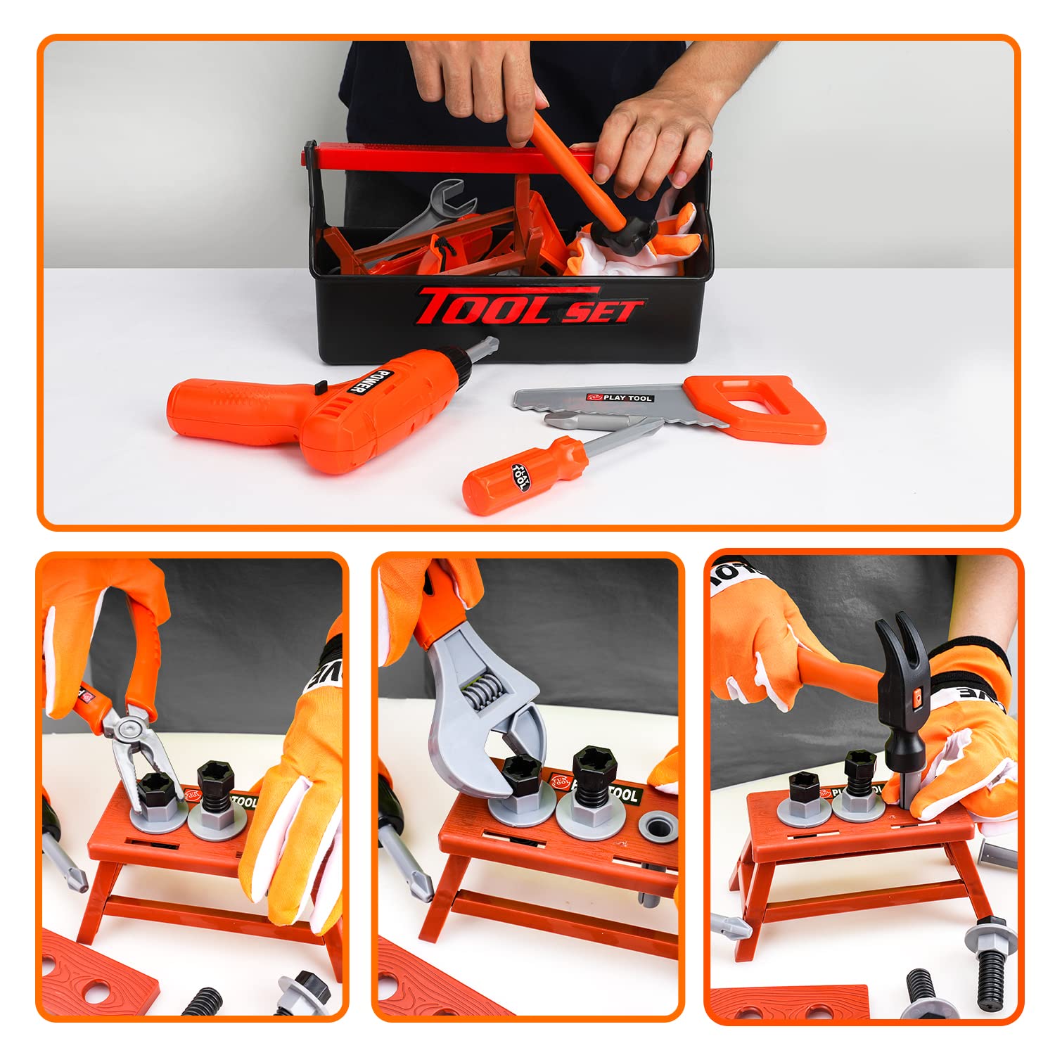 TOY Life pretend construction kit with belt and tools for role play