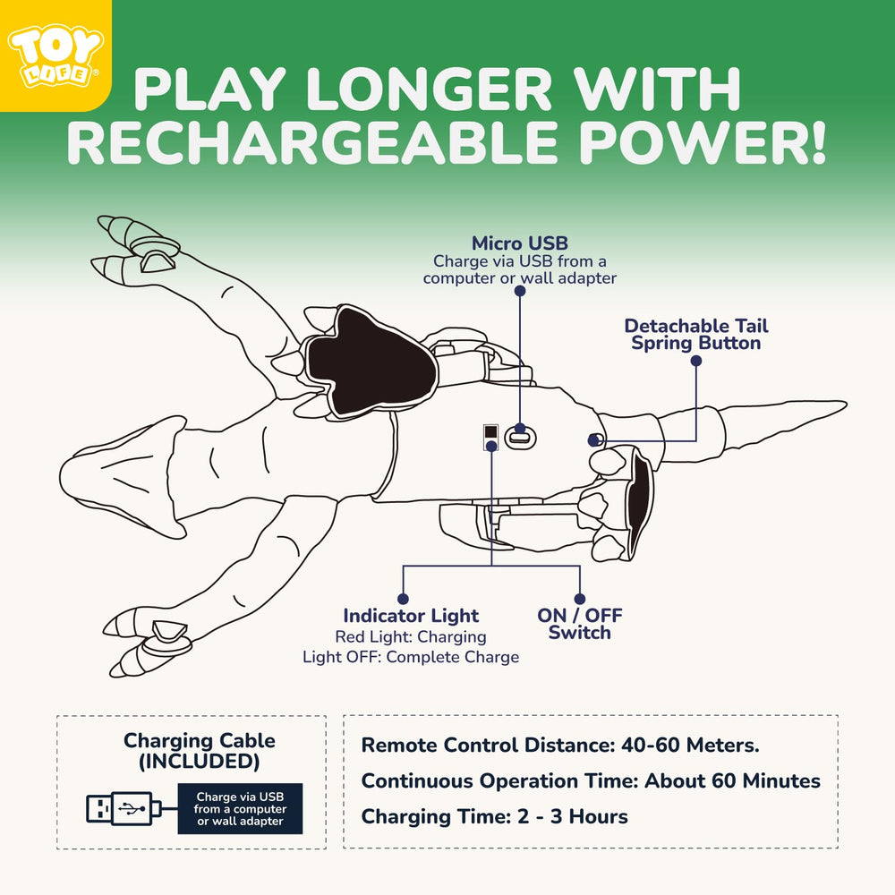 TOY Life RC T-Rex remote control is simple and responsive for quick starts.