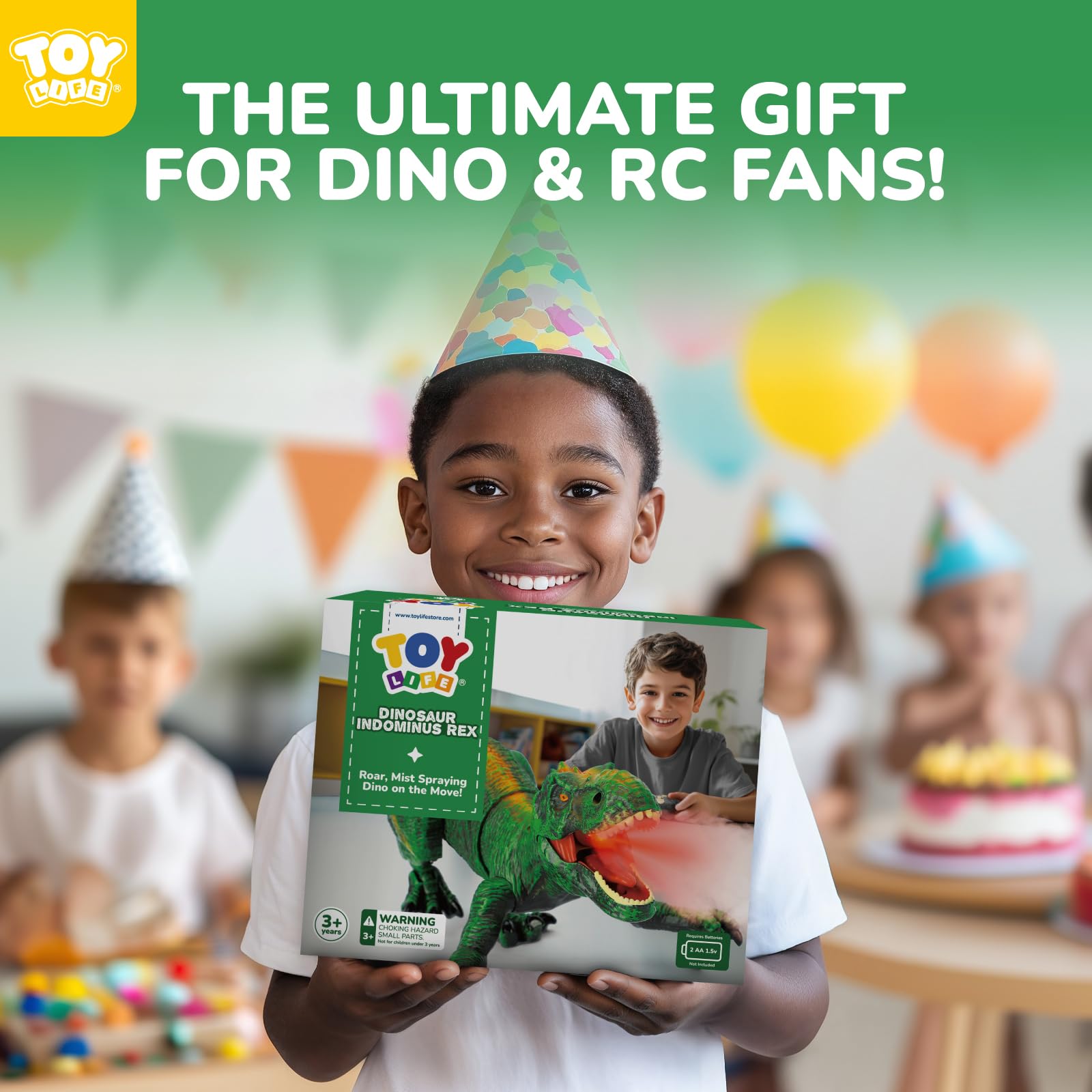 TOY Life RC T-Rex gift-ready dinosaur toy for birthday celebrations.