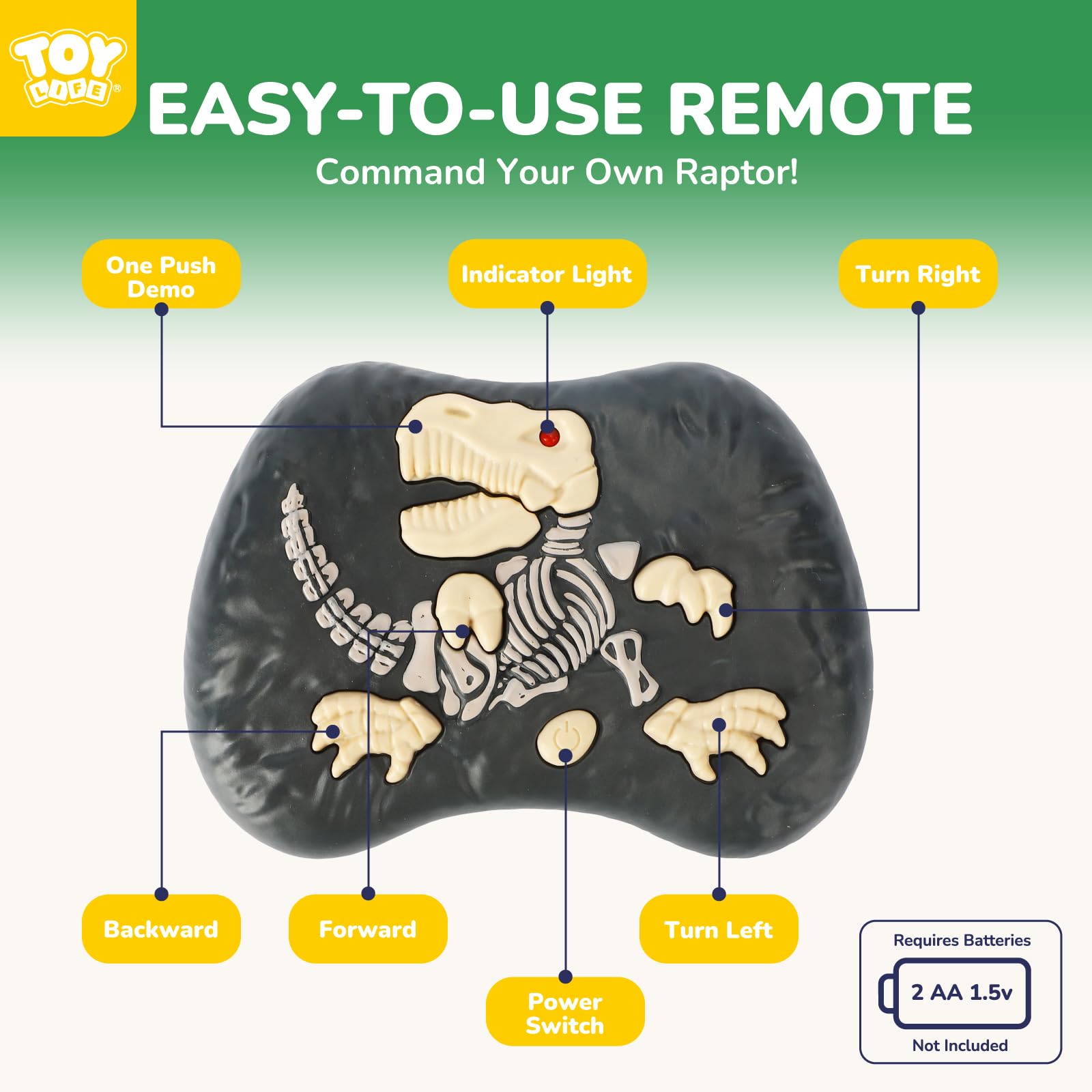 TOY Life RC T-Rex recharges via USB for long play sessions.
