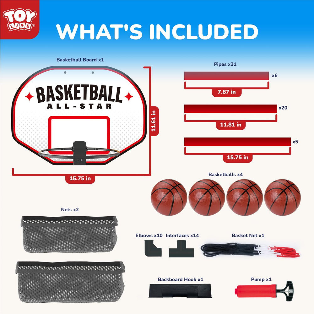 TOY Life reinforced backboard offers stable rebound during fast shots.