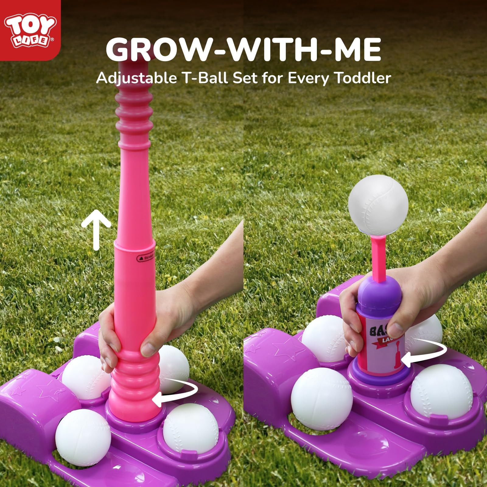TOY Life retractable tee-ball bats with safe grip for kids.